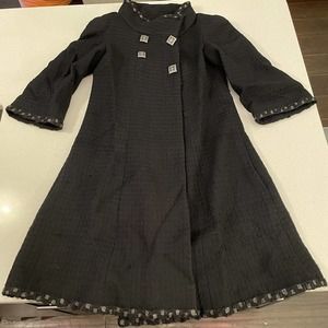 Chanel Black Wool Jacket With Black Silk Lining Size 34